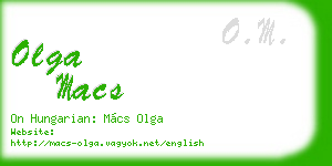 olga macs business card